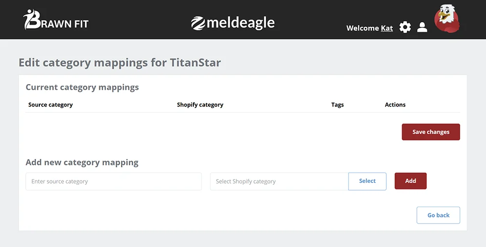 Category mapping interface